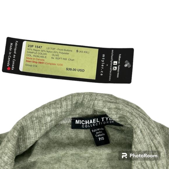 Nwt MICHAEL TYLER Green Long Sleeve Button Sweater Top Blouse Soft New Sz Ps - Picture 9 of 10